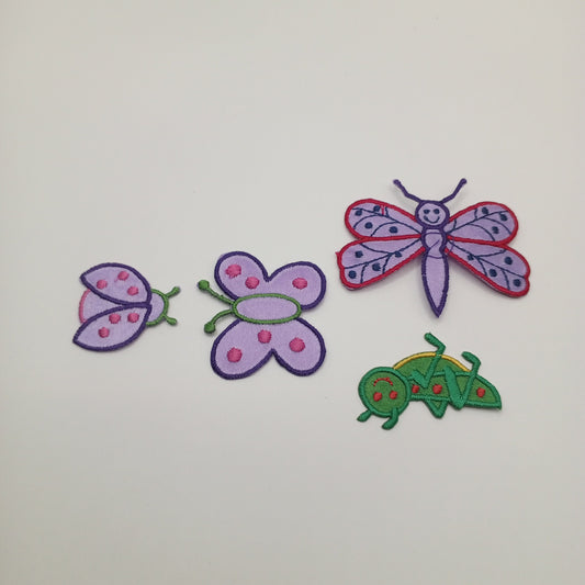 4pcs Cheerful Bug Iron-on Patches Sweet Critter Child-friendly Insect Patch Fun Bug iron-on Set Grasshopper Ladybug Butterfly Dragonfly #526