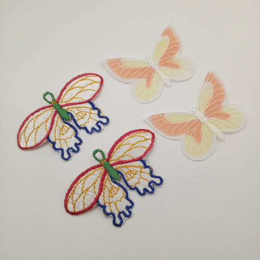 4pcs Flutterby Butterflies Patch Set, Vintage Butterfly iron-on patches, Sew-on Sheer Embroidery Butterfly Appliques Decorative Patches #530
