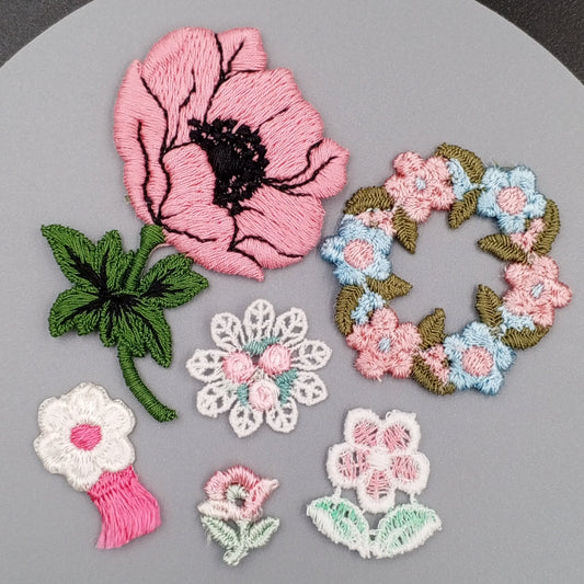 Rosy pink Authentic Vintage Flower wreath pale pink Applique patches for DIY sewing and crafting projects 1003