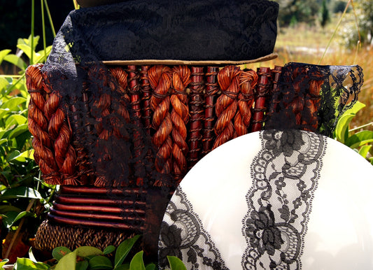 Floral Raschel Lace Elegant Black 2¾" wide