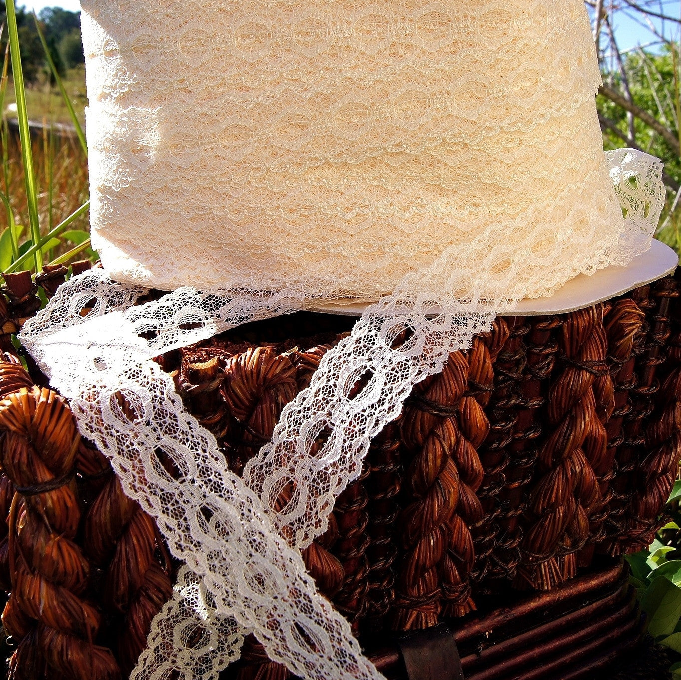 Beautiful Cream Galloon Stiff Beading Lace Trim 1¼" wide