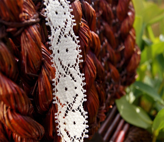 Picot Edge Floral Lace Trim Off White ¾" wide