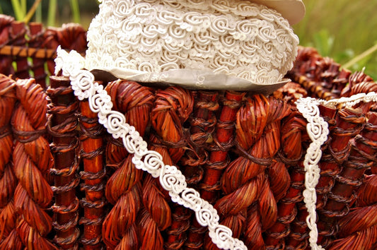 White Sequin Ivory Swirled Braided Trim
