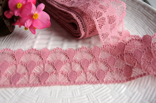 Mauve Pink Semi-Stiff Lace Trim