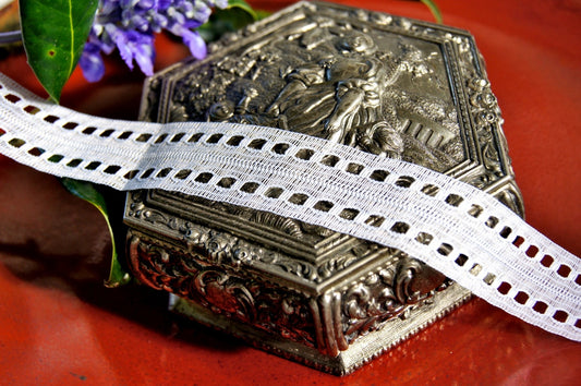 White Double Beading Lace Trim ⅞" wide