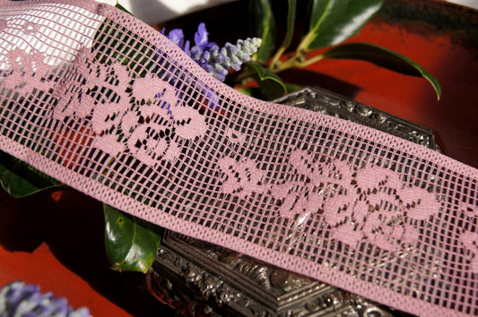 Mauve Roses Insertion Floral Lace Trim