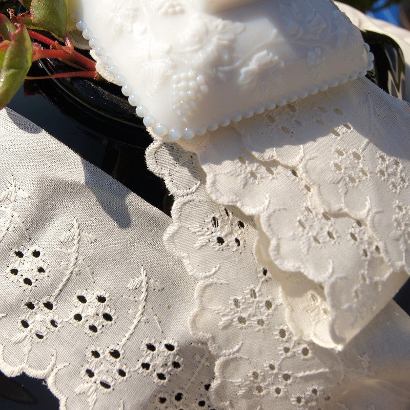 Embroidered Floral Eyelet Lace Trim 3 inch wide