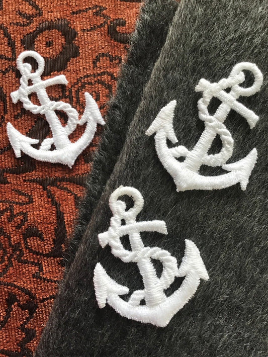 White Embroidery Anchor Vintage Decorative Patch #5000