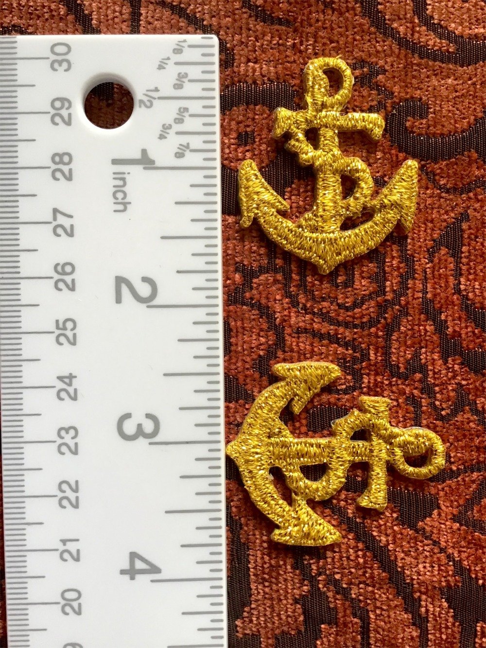 Metallic Gold Embroidery Vintage Anchor Iron-on Decorative Patch #5001