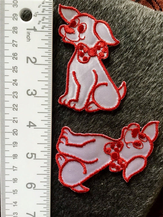 Embroidered Red White Firehouse Dog Vintage Applique Iron-on Patch #5005