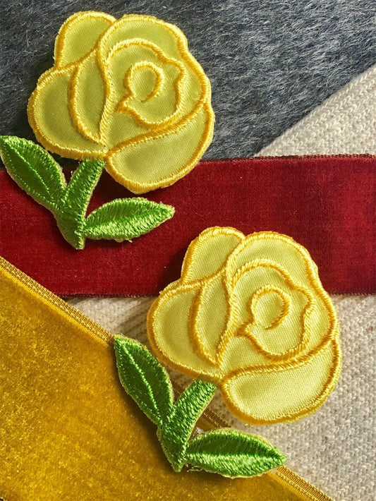 Vintage Yellow Flower Embroidered Floral Applique #5022