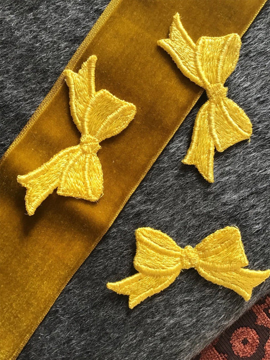 Vintage Yellow Bow Embroidery Decorative Patch #5034