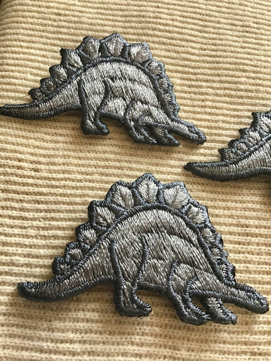 Vintage Iron-on Grey Dinosaur Applique Patch #5052