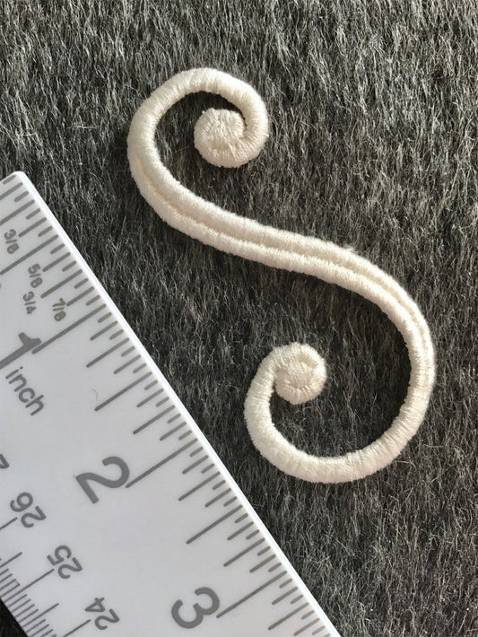 Vintage White Venise Curive Letter 'S' Decorative Patches #5054