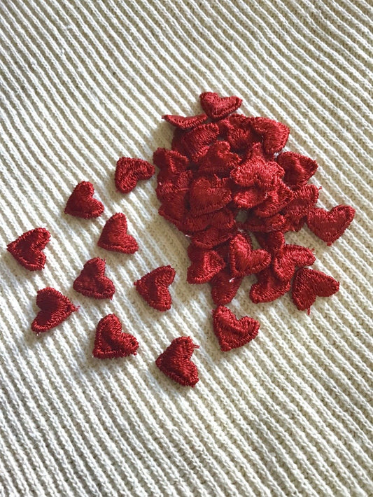 Vintage Red Heart Embroidered Decorative Patch #5058