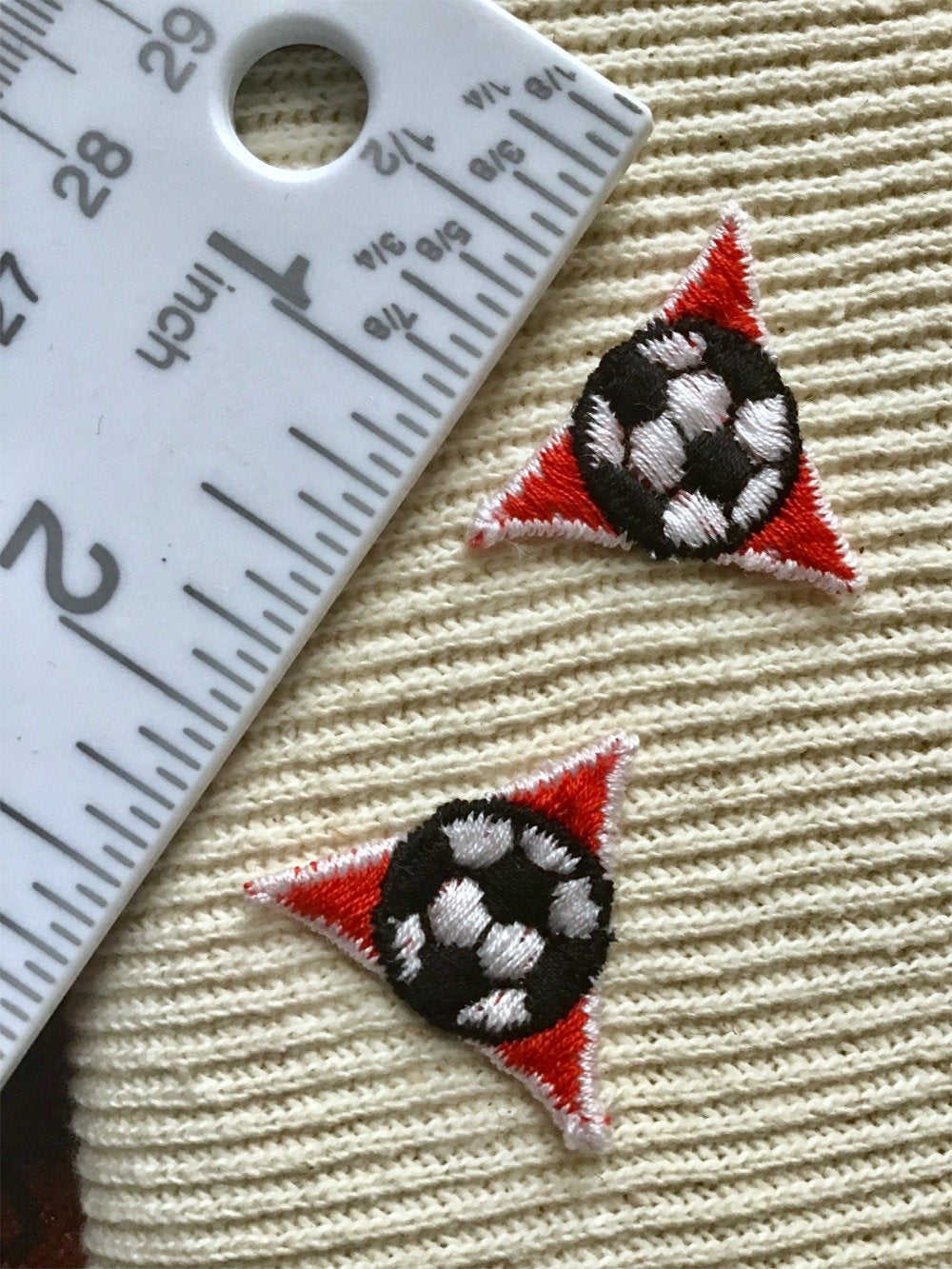 Soccer Ball Red Triangle Vintage Embroidered Applique Patches #5080