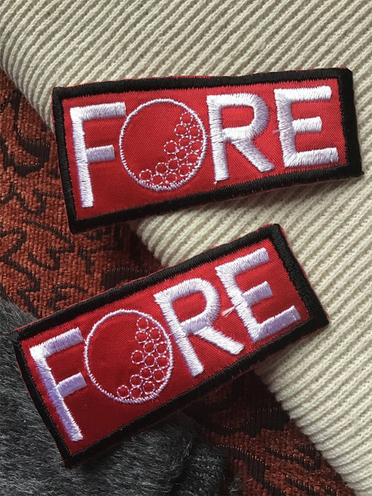 Iron-on Fore Golf Ball Red Black Decorative Vintage Applique Patch #5081