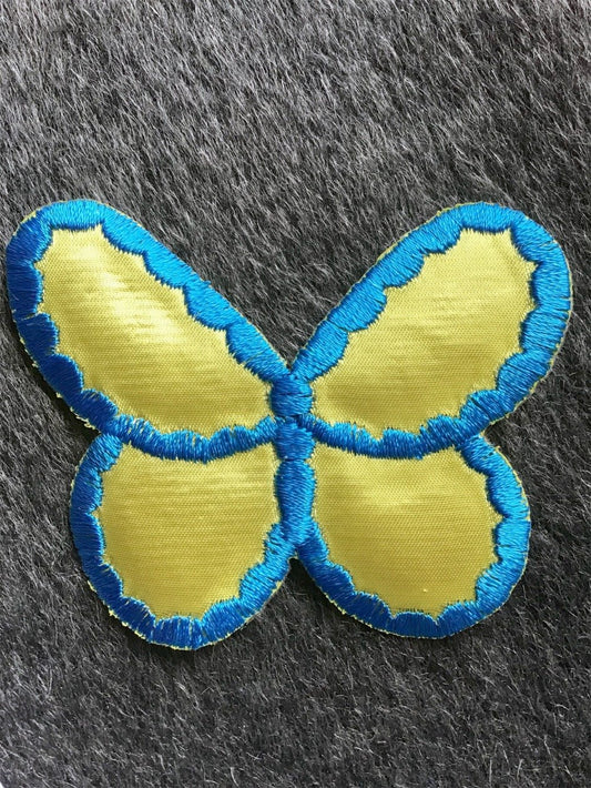 Blue Yellow Applique Vintage Butterfly Decorative Patch #5085