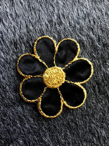 Vintage Metallic Gold Black Flower Decorative Iron-on Embroidery Applique Patches #5089
