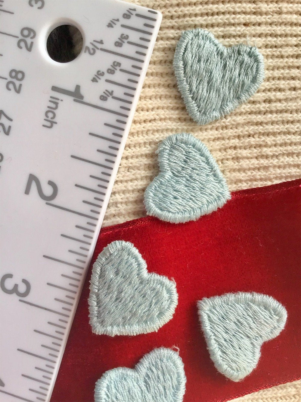 Light Blue Heart Vintage Embroidery Applique Sewing Patches #5099