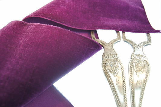 2-7/8" French Velvet Ribbon Grape Vintage Velvet Ribbon
