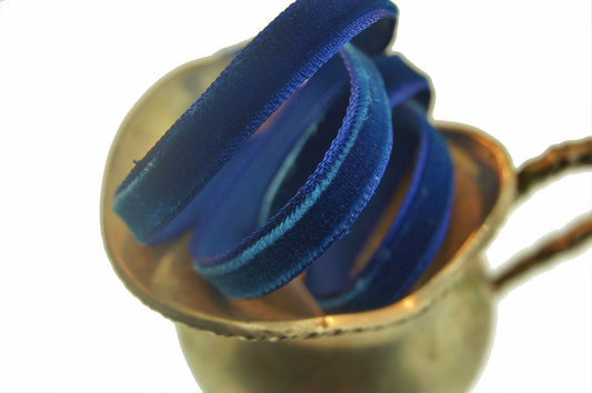 1/4" French Velvet Ribbon Midnight Blue Velvet Ribbon Vintage from France 7mm