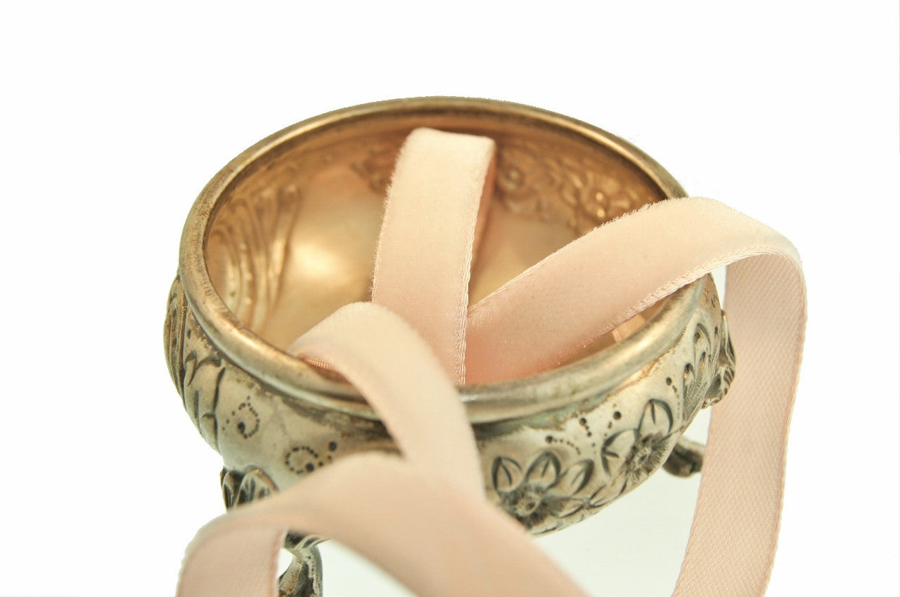 Pale Peach Pink Velvet Ribbon Vintage from France 9mm