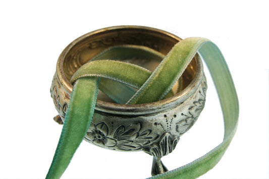 1/4" French Velvet Ribbon Erin Green Vintage Velvet Ribbon