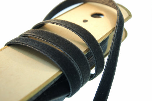 3/8" German Velvet Ribbon Dark Moose Vintage Satin Back Velvet Ribbon