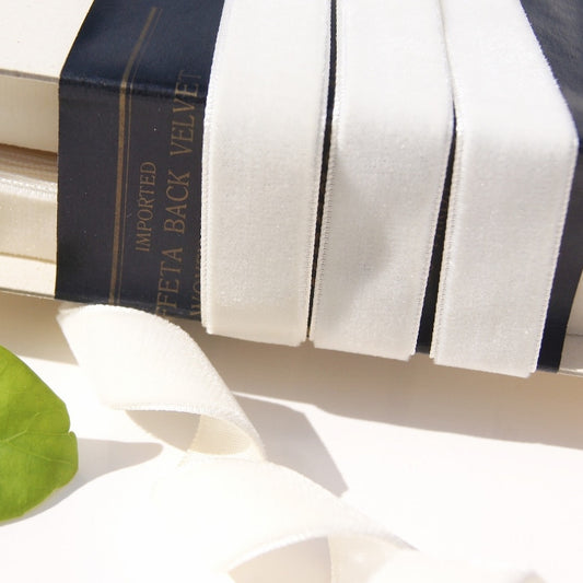 5/8" Off-White Velvet Ribbon Vintage