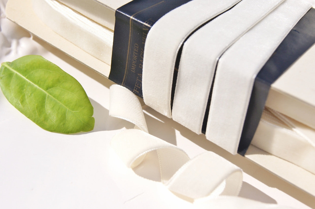 5/8" Swiss Off-White Velvet Ribbon