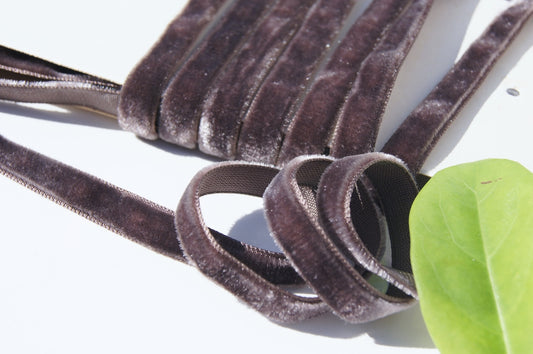 3/8" French Velvet Ribbon Coffee Bean Vintage Velvet Ribbon