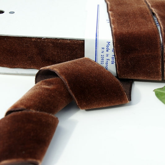 1-3/8" French Velvet Ribbon Havana Brown Velvet Ribbon