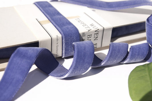 5/8" Swiss Velvet Ribbon Blue Violet Vintage Velvet Ribbon