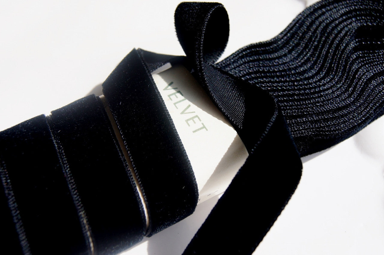 5/8" French Velvet Ribbon Black Vintage Velvet Ribbon