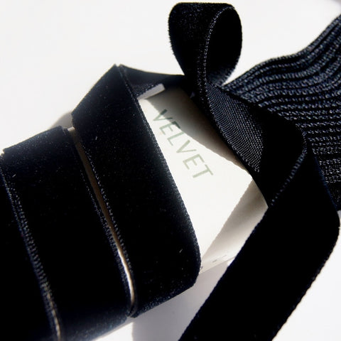Black Velvet Ribbon Vintage from France 16mm