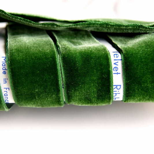 1" French Velvet Ribbon Hunter Green Velvet Ribbon