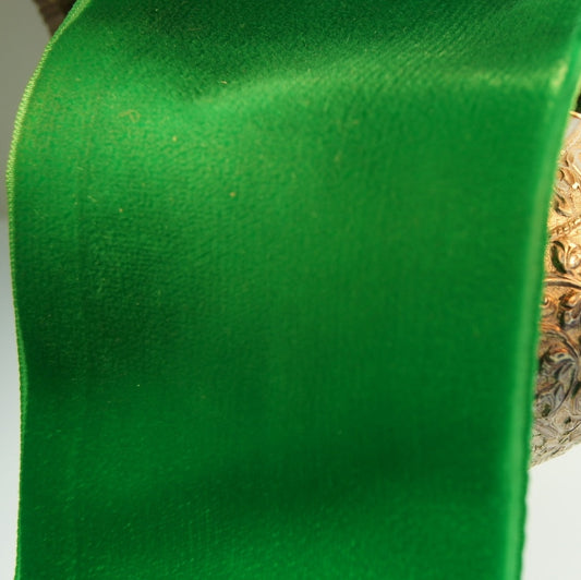 2-7/8" Swiss Velvet Ribbon Green Velvet Vintage Ribbon
