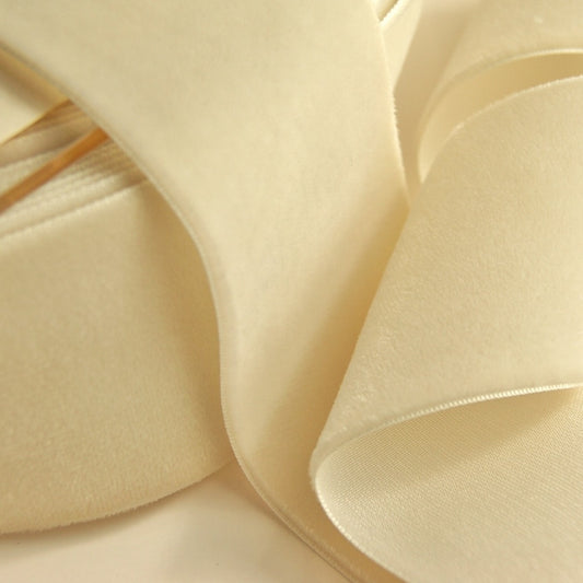 2" Swiss Velvet Ribbon Ecru Vintage Velvet Ribbon