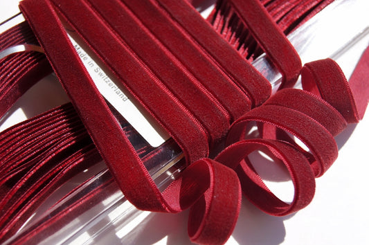Wine Velvet Ribbon Vintage from Switzerland 9mm