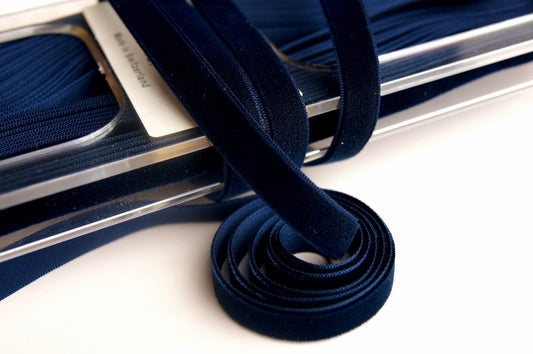 3/8" Swiss Velvet Ribbon Navy Velvet Ribbon Vintage from Switzerland 9mm