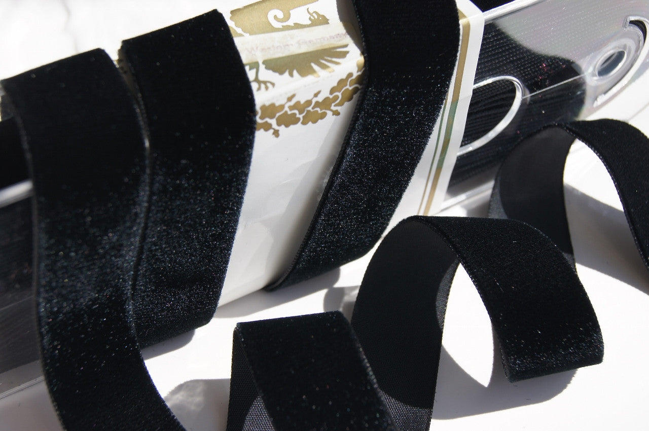 1" German Velvet Ribbon Black Vintage Velvet Ribbon