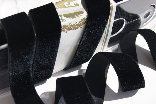 1" German Velvet Ribbon Black Vintage Velvet Ribbon