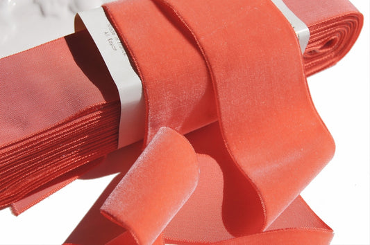 2" French Velvet Ribbon Melon Velvet Ribbon Vintage from France 50mm