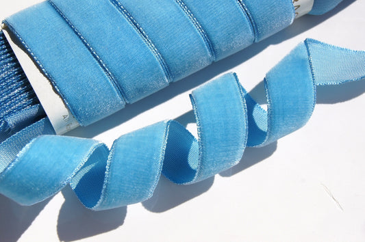 5/8" French Velvet Ribbon Blue Heaven Vintage Velvet Ribbon