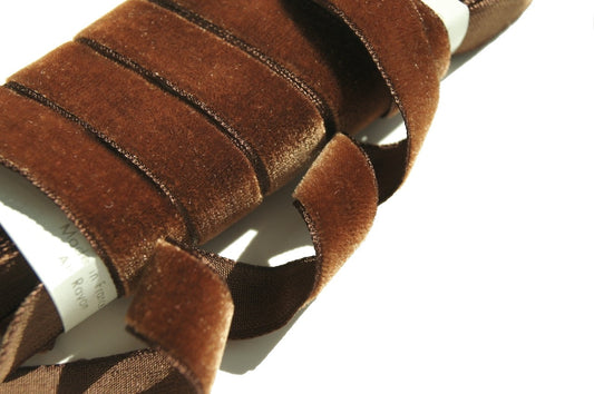 5/8" French Velvet Ribbon Brown Vintage Velvet Ribbon