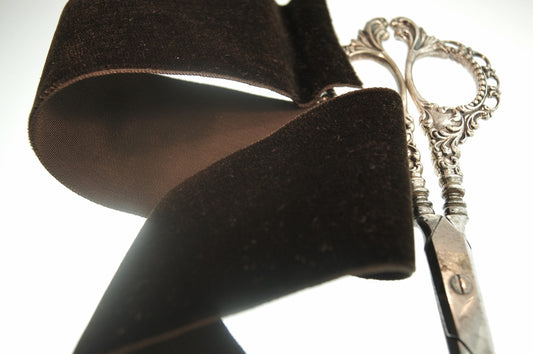 2" French Velvet Ribbon Chocolate Brown Vintage Velvet Ribbon