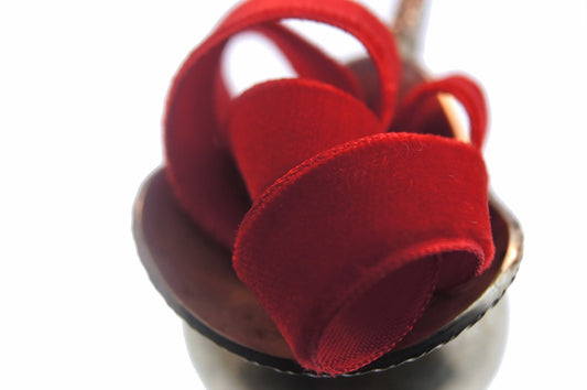 5/8" French Velvet Ribbon Christmas Red Vintage Velvet Ribbon