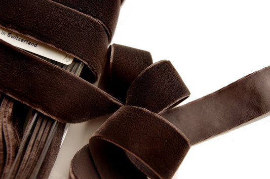 7/8" Swiss Velvet Ribbon Autumn Brown Vintage Velvet Ribbon