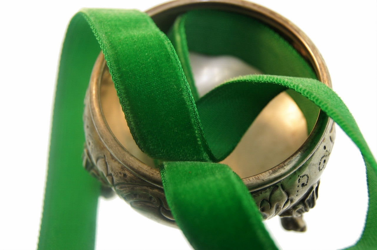 5/8" French Velvet Ribbon Christmas Green Vintage Velvet Ribbon